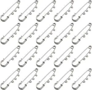 20 Pcs Heavy Duty Safety Pins, 2 Inch Silver | Metal, Decorative Brooch Clasp, 3 Loops, For DIY Crafts Jewelry Making 20 Pcs Heavy Duty Safety Pins, 2 Inch Silver | Metal, Decorative Brooch Clasp, 3 Loops, For DIY Crafts Jewelry Making