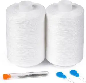 2PCS All Purpose White Sewing Thread - 1000 Yards Each | Machine Thread for Sewing, Hand Sewing 2PCS All Purpose White Sewing Thread - 1000 Yards Each | Machine Thread for Sewing, Hand Sewing