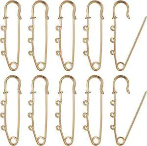 10 PCS Gold Safety Pins for Charms 2.36Inch Safety Pin Brooch with 3 Holes | 6cm Heavy Duty Large Safety Pins for Crafts Blankets Clothes Skirts Kilts Knitted Fabric Crafts 10 PCS Gold Safety Pins for Charms 2.36Inch Safety Pin Brooch with 3 Holes | 6cm Heavy Duty Large Safety Pins for Crafts Blankets Clothes Skirts Kilts Knitted Fabric Crafts
