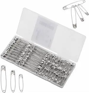 Safety Pins - 270 Assorted Sizes Bulk Pins - Large Heavy Duty Pins for Clothing, Sewing and Crafts (Silver) Safety Pins - 270 Assorted Sizes Bulk Pins - Large Heavy Duty Pins for Clothing, Sewing and Crafts (Silver)