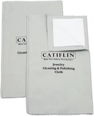 CATIFLIN 2pcs Multi-Layer Jewelry Cleaning Cloth, Large Silver Polishing Cloth, 100% Cotton Jewelry Polishing Cloths for Gold, Silver and Platinum Jewelry (Light Gray, 10 "X12) CATIFLIN 2pcs Multi-Layer Jewelry Cleaning Cloth, Large Silver Polishing Cloth, 100% Cotton Jewelry Polishing Cloths for Gold, Silver and Platinum Jewelry (Light Gray, 10 "X12)