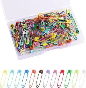 KINBOM 100pcs 1.26inch Small Safety Pins Assorted, with Plastic Case Stainless Steel Colorful Safety Pins Bulk for Clothes Sewing Jewelry Crafts DIY (Multicolored) KINBOM 100pcs 1.26inch Small Safety Pins Assorted, with Plastic Case Stainless Steel Colorful Safety Pins Bulk for Clothes Sewing Jewelry Crafts DIY (Multicolored)