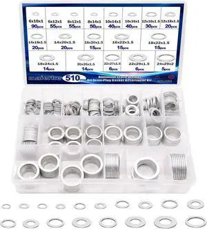 510PCS Crush Washer Oil Drain Plug,18 Sizes Aluminum Oil Drain Plug Gasket Assortment,Automotive Engine Crush Washers (M6 M8 M10 M12 M14 M16 M18 M20 M22 M24) 510PCS Crush Washer Oil Drain Plug,18 Sizes Aluminum Oil Drain Plug Gasket Assortment,Automotive Engine Crush Washers (M6 M8 M10 M12 M14 M16 M18 M20 M22 M24)