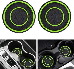 2 PCS Car Cup Holder Coaster,Car Coasters Cup Mats,2.75 Inch Universal Car Cup Coasters,Non-Slip Anti Dust Mats Cup Holder Insert Coaster, Suitable for Most Car Interior (Green) 2 PCS Car Cup Holder Coaster,Car Coasters Cup Mats,2.75 Inch Universal Car Cup Coasters,Non-Slip Anti Dust Mats Cup Holder Insert Coaster, Suitable for Most Car Interior (Green)