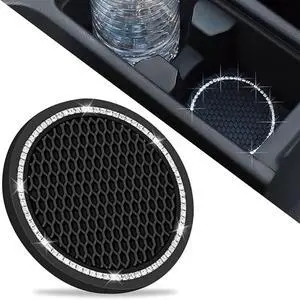 Car Cup Holder Coasters, Bling Cup Holder Insert Coaster Car Interior Accessories-2.75 inch Silicone Anti Slip Car Coaster-Universal (Pack of 2) DBlosp Car Cup Holder Coasters, Bling Cup Holder Insert Coaster Car Interior Accessories-2.75 inch Silicone Anti Slip Car Coaster-Universal (Pack of 2) DBlosp