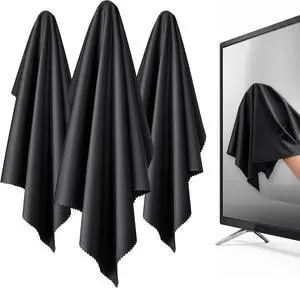 XL Premium Screen Cleaning Cloth 16"X16" 3 Pack Microfiber TV Screen Cleaner Cloth for OLED LED TVs, Computer Monitors, Laptops, Tablets & Car Displays, Lint-Free Streak-Free, Black XL Premium Screen Cleaning Cloth 16"X16" 3 Pack Microfiber TV Screen Cleaner Cloth for OLED LED TVs, Computer Monitors, Laptops, Tablets & Car Displays, Lint-Free Streak-Free, Black