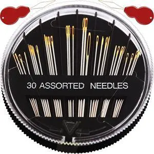 Premium 30/60 Pack Sewing Needles for Hand Sewing Repair with 2 Threaders, 6 Sizes Assorted Large Eye Stitching Needles for Embroidery and Handsewing Premium 30/60 Pack Sewing Needles for Hand Sewing Repair with 2 Threaders, 6 Sizes Assorted Large Eye Stitching Needles for Embroidery and Handsewing