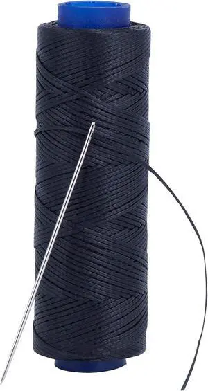 Waxed Thread, Strong Thread for Leather, Upholstery, Shoe, Bag, incl. Needle (Colour: Black) Waxed Thread, Strong Thread for Leather, Upholstery, Shoe, Bag, incl. Needle (Colour: Black)