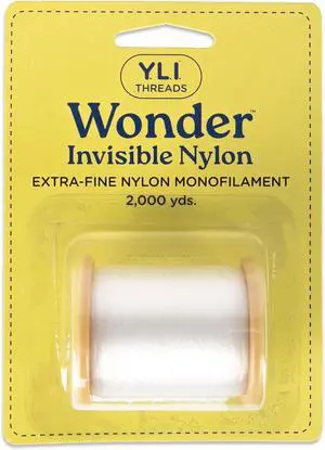 YLI Threads Wonder Invisible Clear Nylon Monofilament Thread | Strong, Soft & Lightweight for Applique & Quilting 2000 Yard Spool YLI Threads Wonder Invisible Clear Nylon Monofilament Thread | Strong, Soft & Lightweight for Applique & Quilting 2000 Yard Spool