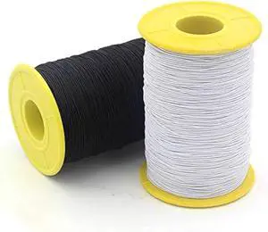 2 PCS 0.5mm Elastic Sewing Thread for Sewing Machine, 1100 Yards Black and White Elastic Thread for Smocking, Shirring, Gathering, Stretchy Strings for Bracelets 2 PCS 0.5mm Elastic Sewing Thread for Sewing Machine, 1100 Yards Black and White Elastic Thread for Smocking, Shirring, Gathering, Stretchy Strings for Bracelets