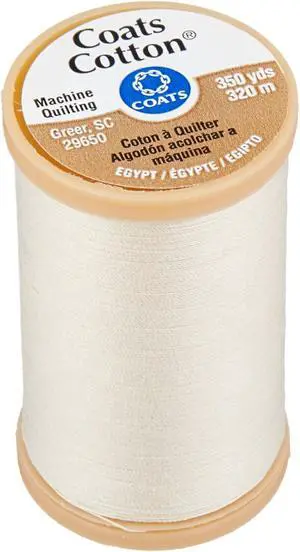 Coats Machine Quilting Cotton Thread 350yd, Cream Coats Machine Quilting Cotton Thread 350yd, Cream