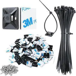 XHF 3/4" Strong Back-Glue Self Adhesive Black Cable Zip Tie Mounts 100pcs with 8" Zip Ties, Screws, UV Protection Outdoor Sticky Wire Fasteners Cable Clips Management Anchors Organizer Holders Squares XHF 3/4" Strong Back-Glue Self Adhesive Black Cable Zip Tie Mounts 100pcs with 8" Zip Ties, Screws, UV Protection Outdoor Sticky Wire Fasteners Cable Clips Management Anchors Organizer Holders Squares