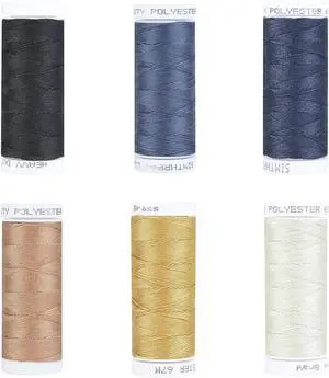 Simthread Heavy Duty Blue Jeans Thread 20 Weight 3-Ply for Denim Sewing | Core-Spun Polyester, 67 Meters 6 Colors Pack for Household Thick Fabric Simthread Heavy Duty Blue Jeans Thread 20 Weight 3-Ply for Denim Sewing | Core-Spun Polyester, 67 Meters 6 Colors Pack for Household Thick Fabric