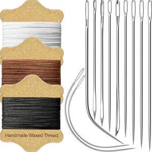 VONEEDL Upholstery Repair Kit: Waxed Sewing Thread (3 Colors) & Heavy Duty Needles (11 PCS) for Leather, Canvas & Quilting Thread VONEEDL Upholstery Repair Kit: Waxed Sewing Thread (3 Colors) & Heavy Duty Needles (11 PCS) for Leather, Canvas & Quilting Thread
