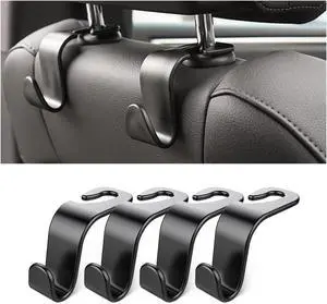 4 Pack Curved Headrest Hooks for Vehicle Seats, Black Style 2 | rear-row hanging storage, supports bags coats and groceries, fits matching headrest posts, interior accessory 4 Pack Curved Headrest Hooks for Vehicle Seats, Black Style 2 | rear-row hanging storage, supports bags coats and groceries, fits matching headrest posts, interior accessory