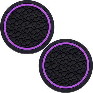 2-Piece Anti-Slip Car Cup Coaster Set 2.75 Inch Auto Insert Drink Mats, Perfect for Coffee & Beverages Stylish Interior Decor for Women & Girls (Black & Purple) 2-Piece Anti-Slip Car Cup Coaster Set 2.75 Inch Auto Insert Drink Mats, Perfect for Coffee & Beverages Stylish Interior Decor for Women & Girls (Black & Purple)