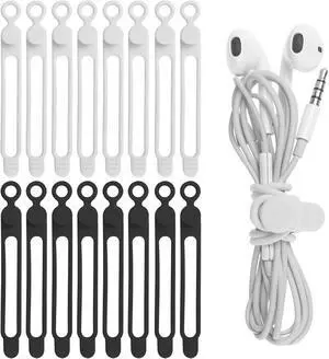 Silicone Cable Ties, Cord Organizer Cable Management, Black White | Reusable Cord Ties for Electronics, Office Desk Accessories, Home Travel Essentials, Easy to Use, 4.2 Inch-16 Pack Silicone Cable Ties, Cord Organizer Cable Management, Black White | Reusable Cord Ties for Electronics, Office Desk Accessories, Home Travel Essentials, Easy to Use, 4.2 Inch-16 Pack
