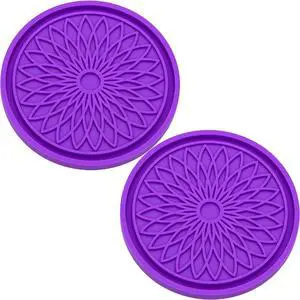 2-Pack Car Cup Holder Coaster Inserts, 2.75 Inch Non-Slip Silicone Liners, Shockproof Drink Holder Mat for Women Men, Universal Fit for Most Vehicles (Purple) 2-Pack Car Cup Holder Coaster Inserts, 2.75 Inch Non-Slip Silicone Liners, Shockproof Drink Holder Mat for Women Men, Universal Fit for Most Vehicles (Purple)