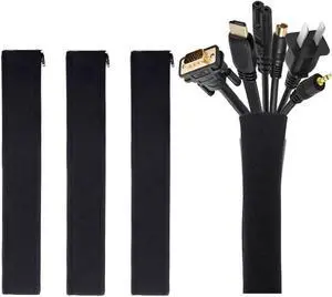 JOTO 4 Pack Cable Management Sleeve 19-20 Inches -Black | Cord Organizer System with Zipper for TV Computer Office Home Entertainment, Flexible Wrap Cover Wire Hider System JOTO 4 Pack Cable Management Sleeve 19-20 Inches -Black | Cord Organizer System with Zipper for TV Computer Office Home Entertainment, Flexible Wrap Cover Wire Hider System
