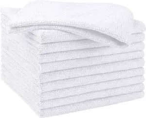 HOMEXCEL White Microfiber Cleaning Cloth 10 PK, Towels for Cars and Shop | Lint Free Cleaning Rags for House, Garage, Kitchen, Car Detailing, Shop Towels Bulk Scratch-Free, Absorbent, 11.5"X 11.5" HOMEXCEL White Microfiber Cleaning Cloth 10 PK, Towels for Cars and Shop | Lint Free Cleaning Rags for House, Garage, Kitchen, Car Detailing, Shop Towels Bulk Scratch-Free, Absorbent, 11.5"X 11.5"