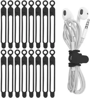 Silicone Cable Ties, Cord Organizer Cable Management(16Pcs-Black) | Reusable Cord Ties for Electronics, Office Desk Accessories, Home Travel Essentials, Easy to Use, 4.2 Inch Silicone Cable Ties, Cord Organizer Cable Management(16Pcs-Black) | Reusable Cord Ties for Electronics, Office Desk Accessories, Home Travel Essentials, Easy to Use, 4.2 Inch