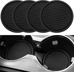 SINGARO Car Cup Coaster, 4PCS Universal Non-Slip Cup Holders Embedded in Ornaments Coaster, Car Interior Accessories, Black SINGARO Car Cup Coaster, 4PCS Universal Non-Slip Cup Holders Embedded in Ornaments Coaster, Car Interior Accessories, Black