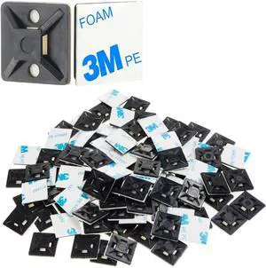 XHF 100 PCS 3/4" Black Self Adhesive Cable Zip Tie Mounts Wire Cable Clips Holders Management Anchors Organizer Holders Squares(HS-101S) XHF 100 PCS 3/4" Black Self Adhesive Cable Zip Tie Mounts Wire Cable Clips Holders Management Anchors Organizer Holders Squares(HS-101S)