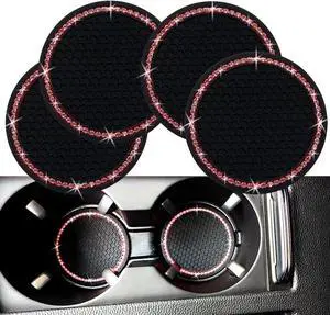 Bling Car Cup Coaster, 2.75 Inch Anti Slip Shockproof Embedded Drink Mat, Dustproof Automotive Interior Accessories Mat, Universal for Vehicles, Trucks, RVs and More (Pink Crystal 4 PCS) Bling Car Cup Coaster, 2.75 Inch Anti Slip Shockproof Embedded Drink Mat, Dustproof Automotive Interior Accessories Mat, Universal for Vehicles, Trucks, RVs and More (Pink Crystal 4 PCS)