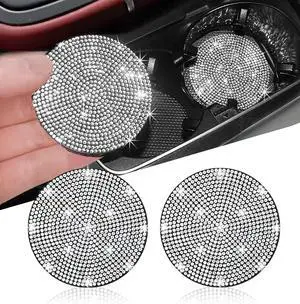 NBTEPEM 2pcs Bling Car Cup Holder Coaster, 2.75 inch Anti-Slip Shockproof Universal Fashion Coasters Insert Crystal Rhinestone Automotive Interior Accessories for Women (2 pcs, Silver) NBTEPEM 2pcs Bling Car Cup Holder Coaster, 2.75 inch Anti-Slip Shockproof Universal Fashion Coasters Insert Crystal Rhinestone Automotive Interior Accessories for Women (2 pcs, Silver)