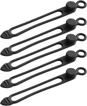 TENOC Silicone Cable Ties 5 Pcs Black Reusable Cable Holder Elastic Cord Straps Flexible Wire Organizer for Phone Tablet Charging Cable and Headset or Others TENOC Silicone Cable Ties 5 Pcs Black Reusable Cable Holder Elastic Cord Straps Flexible Wire Organizer for Phone Tablet Charging Cable and Headset or Others