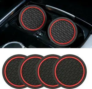 4 Pcs 2.75 Inch Car Coasters, Non-Slip Waterproof PVC for Cars Trucks RVs 4 Pcs 2.75 Inch Car Coasters, Non-Slip Waterproof PVC for Cars Trucks RVs