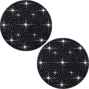2PCS Bling Cup Holder Coaster, 2.75 inch Full Crystal Rhinestone Silicone Anti-Slip Shockproof, Universal Non-Slip Recessed Car Interior Accessories (Black) 2PCS Bling Cup Holder Coaster, 2.75 inch Full Crystal Rhinestone Silicone Anti-Slip Shockproof, Universal Non-Slip Recessed Car Interior Accessories (Black)