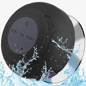 Waterproof Bluetooth Shower Speaker Portable Wireless Water-Resistant Speaker Suction Cup,Built-in Mic Gifts for Kids Speakerphone for iPhone Phone Tablet Bathroom Kitchen - Black Waterproof Bluetooth Shower Speaker Portable Wireless Water-Resistant Speaker Suction Cup,Built-in Mic Gifts for Kids Speakerphone for iPhone Phone Tablet Bathroom Kitchen - Black