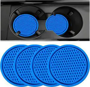 ZSDY Car Cup Coaster, 4PCS Universal Auto Non-Slip Cup Holder Embedded in Ornaments Silicone Coaster, Car Interior Accessories Sets, Blue ZSDY Car Cup Coaster, 4PCS Universal Auto Non-Slip Cup Holder Embedded in Ornaments Silicone Coaster, Car Interior Accessories Sets, Blue