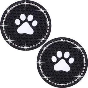 2PCS Bling Car Cup Holder Coaster, Universal Dog/Cat Paw Auto Non-Slip Crystal Rhinestone Cup Holder Coaster, 2.75In Universal Non-Slip Recessed Car Interior Accessories (Black & White) 2PCS Bling Car Cup Holder Coaster, Universal Dog/Cat Paw Auto Non-Slip Crystal Rhinestone Cup Holder Coaster, 2.75In Universal Non-Slip Recessed Car Interior Accessories (Black & White)