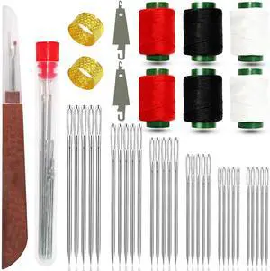 42PCS Big Eye Steel Sewing Needles Kit, Stainless Steel Needles for Hand Sewing Kit, Portable DIY Handcraft Set Include 30 Steel Needle, 6 Rolls of Thread, Seam Ripper, 2 Needle Threader, 2 Thimbles 42PCS Big Eye Steel Sewing Needles Kit, Stainless Steel Needles for Hand Sewing Kit, Portable DIY Handcraft Set Include 30 Steel Needle, 6 Rolls of Thread, Seam Ripper, 2 Needle Threader, 2 Thimbles