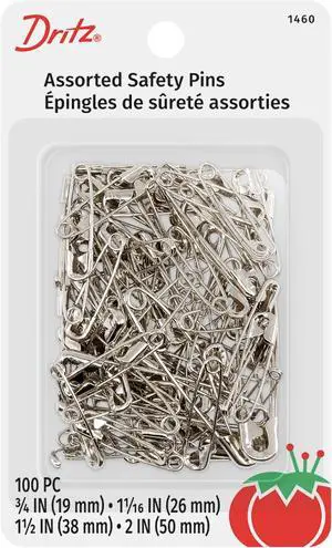 Dritz 1460 Safety Pins, Nickel Plated Steel, Assorted Sizes (100-Count) Dritz 1460 Safety Pins, Nickel Plated Steel, Assorted Sizes (100-Count)