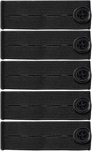 BlingKingdom 5 PCS Adjustable Elastic Button Extenders for Women, Men Pants | Black, Pants Waist Extender, Discreet, Comfortable, Strong, Waistband Extender for Button Fastened Slacks, Jeans BlingKingdom 5 PCS Adjustable Elastic Button Extenders for Women, Men Pants | Black, Pants Waist Extender, Discreet, Comfortable, Strong, Waistband Extender for Button Fastened Slacks, Jeans
