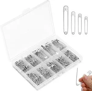 Mnuizu 350 Pcs Safety Pins, 4 Sizes Heavy Duty Safety Pins for Clothes | Nickel Plated Steel Pins Bulk, Sharp Point Large Safety Pins for Clothes, Sewing, Craft, Quilting Mnuizu 350 Pcs Safety Pins, 4 Sizes Heavy Duty Safety Pins for Clothes | Nickel Plated Steel Pins Bulk, Sharp Point Large Safety Pins for Clothes, Sewing, Craft, Quilting