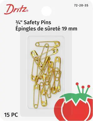 Dritz 72-20-35 Safety Pins, Brass, Size 00 (15-Count) Dritz 72-20-35 Safety Pins, Brass, Size 00 (15-Count)