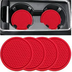 ZSDY Car Cup Coaster, 4PCS Universal Auto Non-Slip Cup Holder Embedded in Ornaments Coaster, Car Interior Accessories Sets, Red ZSDY Car Cup Coaster, 4PCS Universal Auto Non-Slip Cup Holder Embedded in Ornaments Coaster, Car Interior Accessories Sets, Red