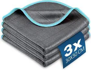 Carbon Microfiber Towels for Car Glass Window Polishing, Grey-Light Blue | Carbon Fiber Cleaning Cloth Detailing Cars Wash Drying Lint Free, Streak Free, 12 x 12 Inch, Pack of 3 Carbon Microfiber Towels for Car Glass Window Polishing, Grey-Light Blue | Carbon Fiber Cleaning Cloth Detailing Cars Wash Drying Lint Free, Streak Free, 12 x 12 Inch, Pack of 3