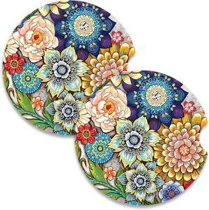 Car Coaster for Cup Holders, 2 Pack Ceramic Car Cup Holder Coaster | 2 Pack Absorbent Ceramic Car Cup Holder Coaster, Cute Auto Assecories, Universal Size 2.56 in with Finger Notch & Cork Base Car Coaster for Cup Holders, 2 Pack Ceramic Car Cup Holder Coaster | 2 Pack Absorbent Ceramic Car Cup Holder Coaster, Cute Auto Assecories, Universal Size 2.56 in with Finger Notch & Cork Base