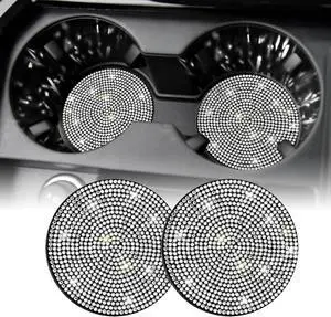 SINGARO Bling Cup Holder Coasters for Car, 2PCS Universal Non-Slip Cup Holder, Embedded Decorative Coasters, Shiny Crystal Car Interior Accessories Gifts for Women (White) SINGARO Bling Cup Holder Coasters for Car, 2PCS Universal Non-Slip Cup Holder, Embedded Decorative Coasters, Shiny Crystal Car Interior Accessories Gifts for Women (White)
