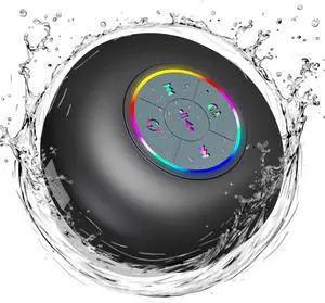 Bluetooth Shower Speaker with LED, Portable Wireless Mini Speaker (Black) | Built-In Mic, Suction Cup, IPX4 Water Resistant, Shower, Travel, Pool, River Floating & Outdoor Fun Bluetooth Shower Speaker with LED, Portable Wireless Mini Speaker (Black) | Built-In Mic, Suction Cup, IPX4 Water Resistant, Shower, Travel, Pool, River Floating & Outdoor Fun
