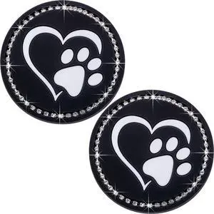 2PCS Bling Cup Holder Coaster for Car 2.75 Inch Silicone Anti-Slip Insert, Soft Shockproof Cup Mat, Universal Auto Accessories for Women & Girls (Black & White) 2PCS Bling Cup Holder Coaster for Car 2.75 Inch Silicone Anti-Slip Insert, Soft Shockproof Cup Mat, Universal Auto Accessories for Women & Girls (Black & White)