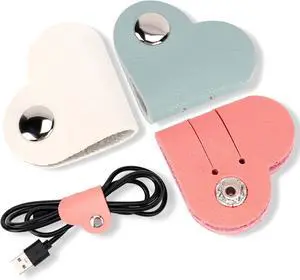 KALIONE Heart Cord Organizer 3 Pack Wrap Manager, USB Cable Organizer Storage PU Leather Earphones Storage Straps Portable Bag Charging Cable Holder Cute Headphone Case Gifts for Women Girls KALIONE Heart Cord Organizer 3 Pack Wrap Manager, USB Cable Organizer Storage PU Leather Earphones Storage Straps Portable Bag Charging Cable Holder Cute Headphone Case Gifts for Women Girls