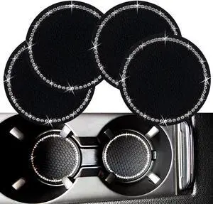 Bling Car Cup Coaster, 2.75 Inch Anti Slip Shockproof Embedded Drink Mat, Dustproof Automotive Interior Accessories Mat, Universal for Vehicles, Trucks, RVs and More (Black 4 PCS) Bling Car Cup Coaster, 2.75 Inch Anti Slip Shockproof Embedded Drink Mat, Dustproof Automotive Interior Accessories Mat, Universal for Vehicles, Trucks, RVs and More (Black 4 PCS)