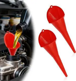 2 Pieces Automotive Plastic Oil Funnels with Long Neck Multi-Function No Spill Design for Gas Coolant Transmission Fluid Engine Oils Fuel Lubricants and Diesel (Red) 2 Pieces Automotive Plastic Oil Funnels with Long Neck Multi-Function No Spill Design for Gas Coolant Transmission Fluid Engine Oils Fuel Lubricants and Diesel (Red)