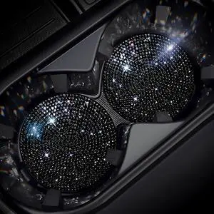 2 PCS Universal Vehicle Bling Cup Holder Insert Coaster Car Interior Accessories,2.75 inch Silicone Anti Slip Crystal Rhinestone Car Coaster(Black) 2 PCS Universal Vehicle Bling Cup Holder Insert Coaster Car Interior Accessories,2.75 inch Silicone Anti Slip Crystal Rhinestone Car Coaster(Black)
